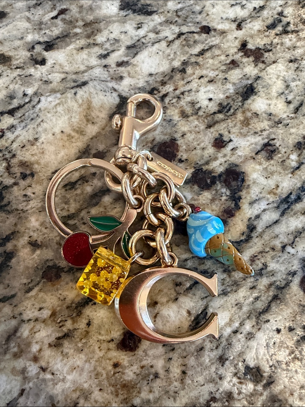 C Charm Cluster Bag Charm/Keychain, Gold/Mixed Enamel- - Picture 3 of 6